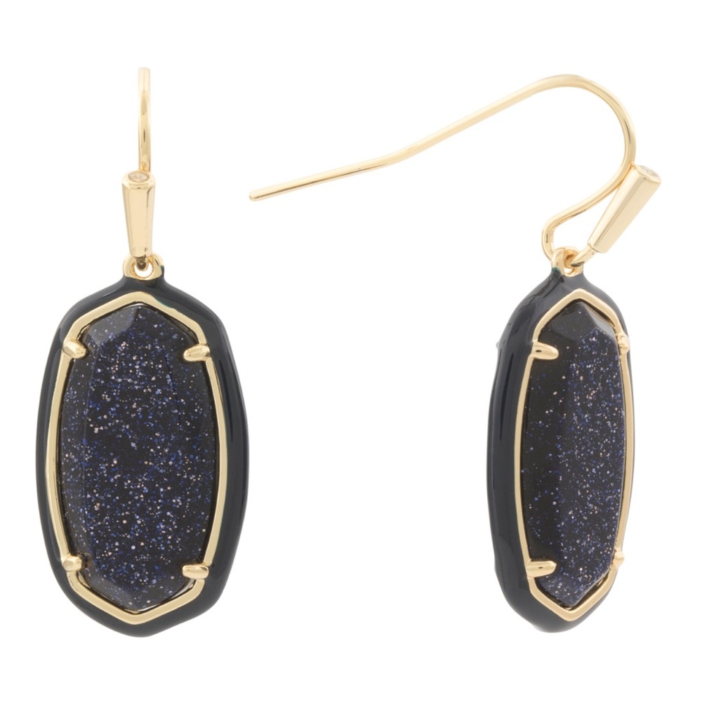 KENDRA SCOTT Navy Dani Enamel Framed Drop Earrings NWT - Picture 1 of 4